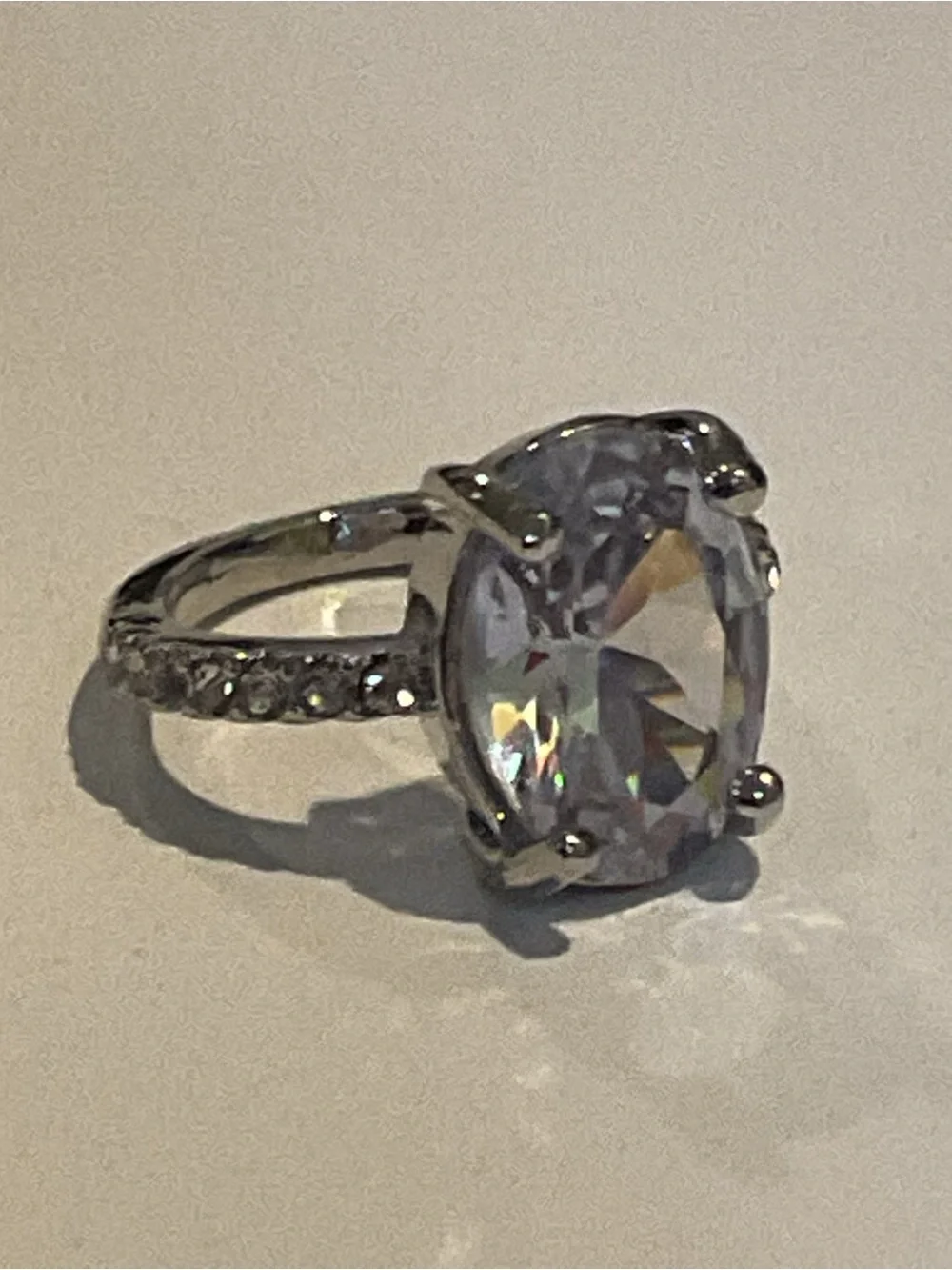 Classic Oval White Crystal Solitaire Ring - Women's Jewelry
